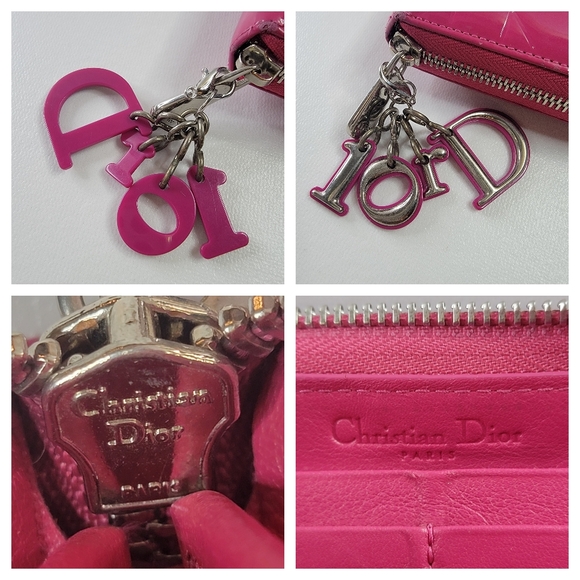 CHRISTIAN DIOR Cannage Patent Leather Zippy Long Wallet - Picture 5 of 13